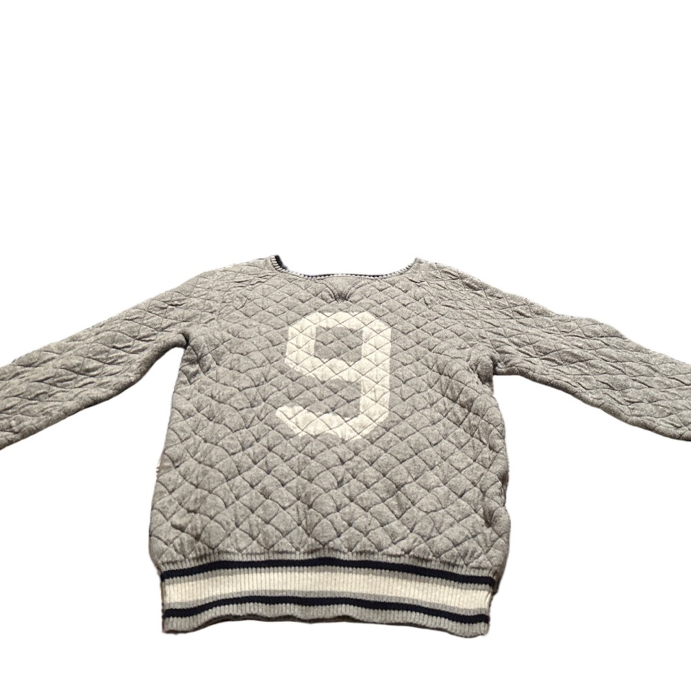 Grey Quilted Sweater with Number 9 Design Size 6-8 Boys